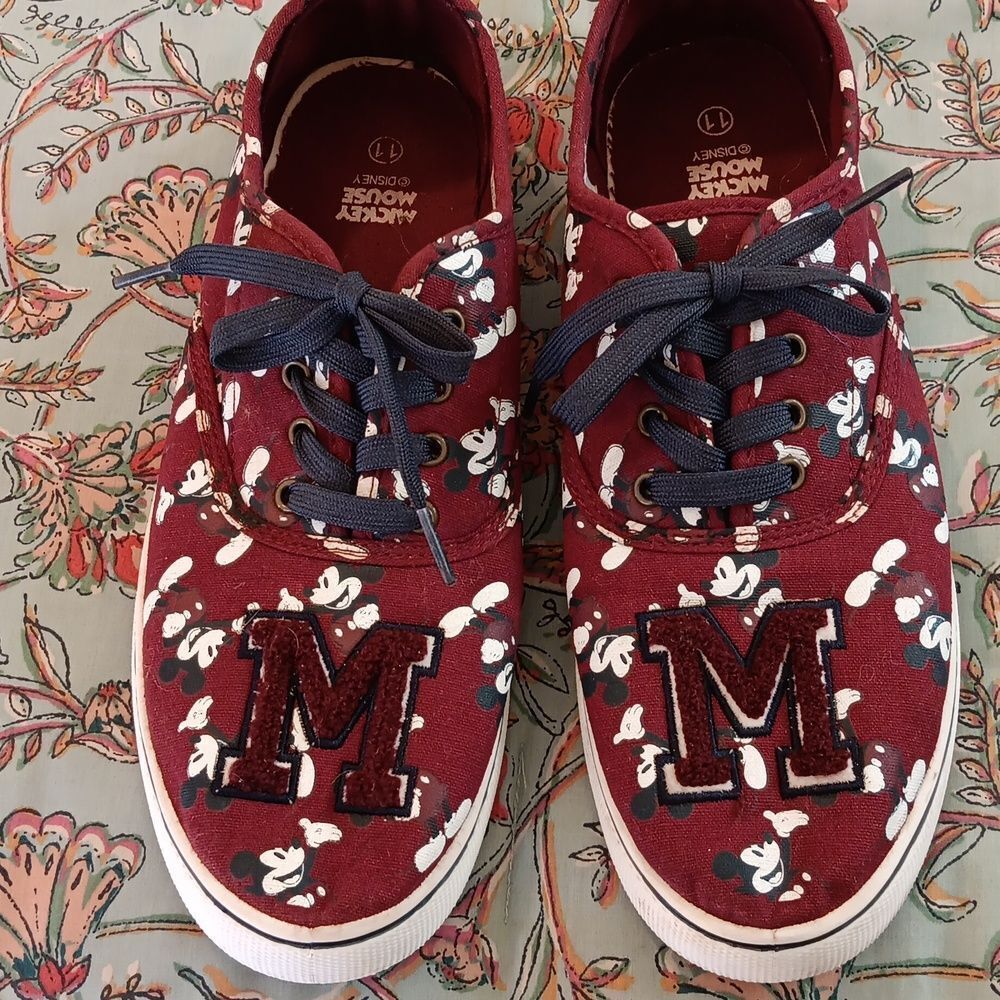 Disney Mickey Mouse Burgundy Sneakers With Big M
